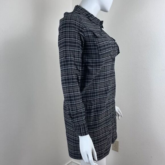 Kenneth Cole Women Size 14 Gray Plaid Cotton Shirt Mini Dress Roll Sleeve Tunic - Picture 10 of 15
